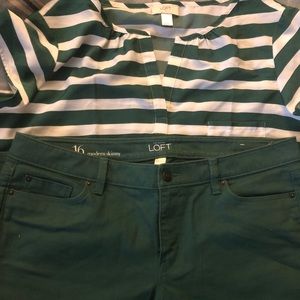 Outfit; white and hunter green, size 16 Loft